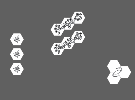 The three types of anomalies, all hex tiles arranged in unique ways, are described in further detail in the caption and the text below.